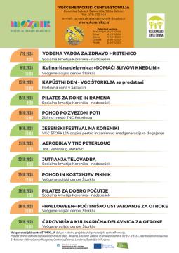 Program brezplačnih aktivnosti in delavnic v oktobru v Večgeneracijskem centru Štorklja na Koreniki v Šalovcih